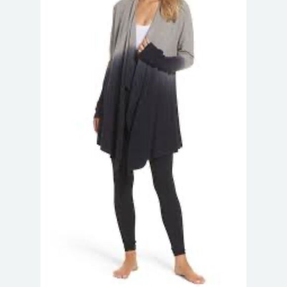 Barefoot Dreams Bamboo Chic Lite Calypso Ombre Cardigan Pewter Grey Navy - Picture 2 of 13